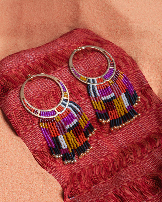 Painted Desert Fringe Earrings (Magenta)