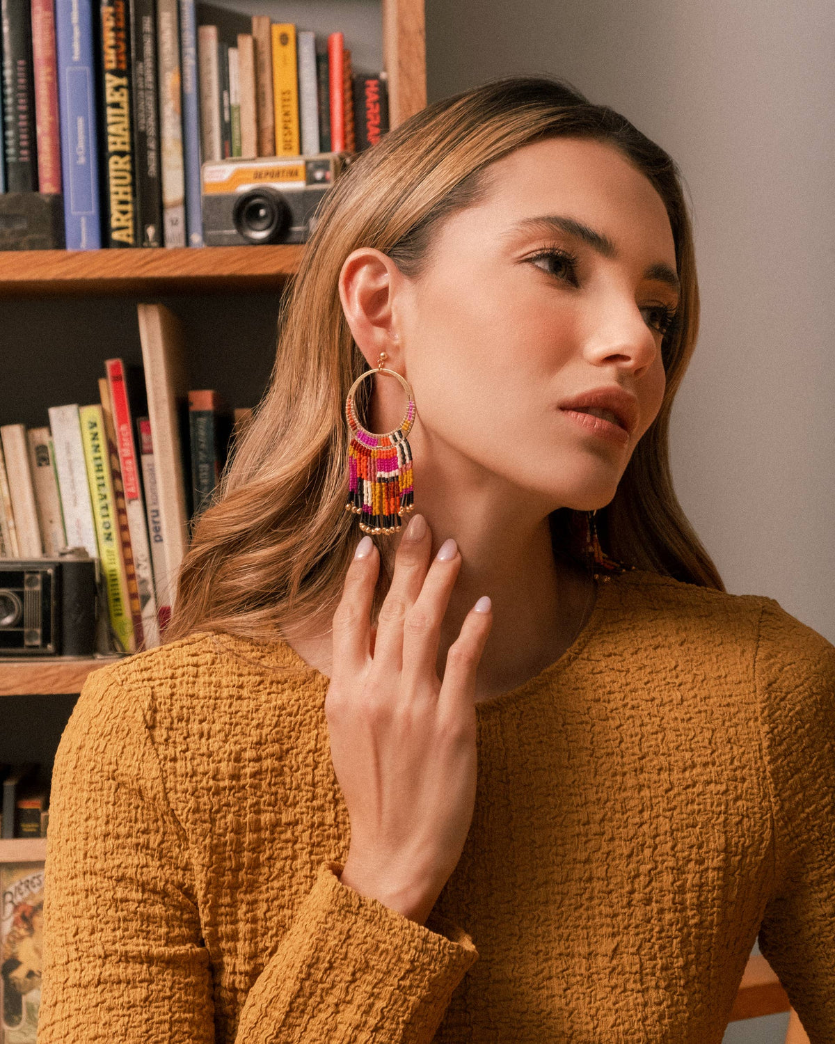 Painted Desert Fringe Earrings (Magenta)
