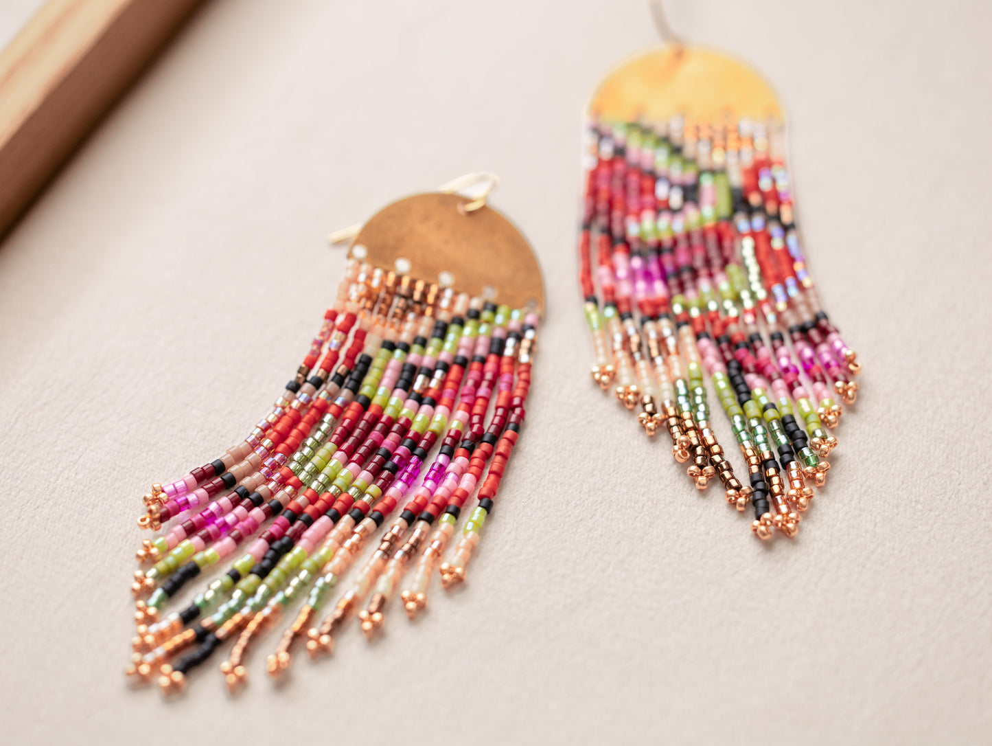 Handwoven Kaleidoscope Fringe Earrings