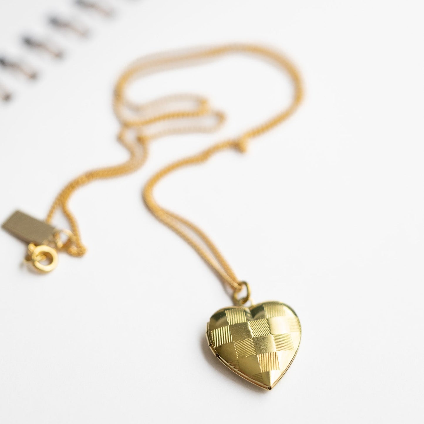 Checkered Heart Locket Necklace