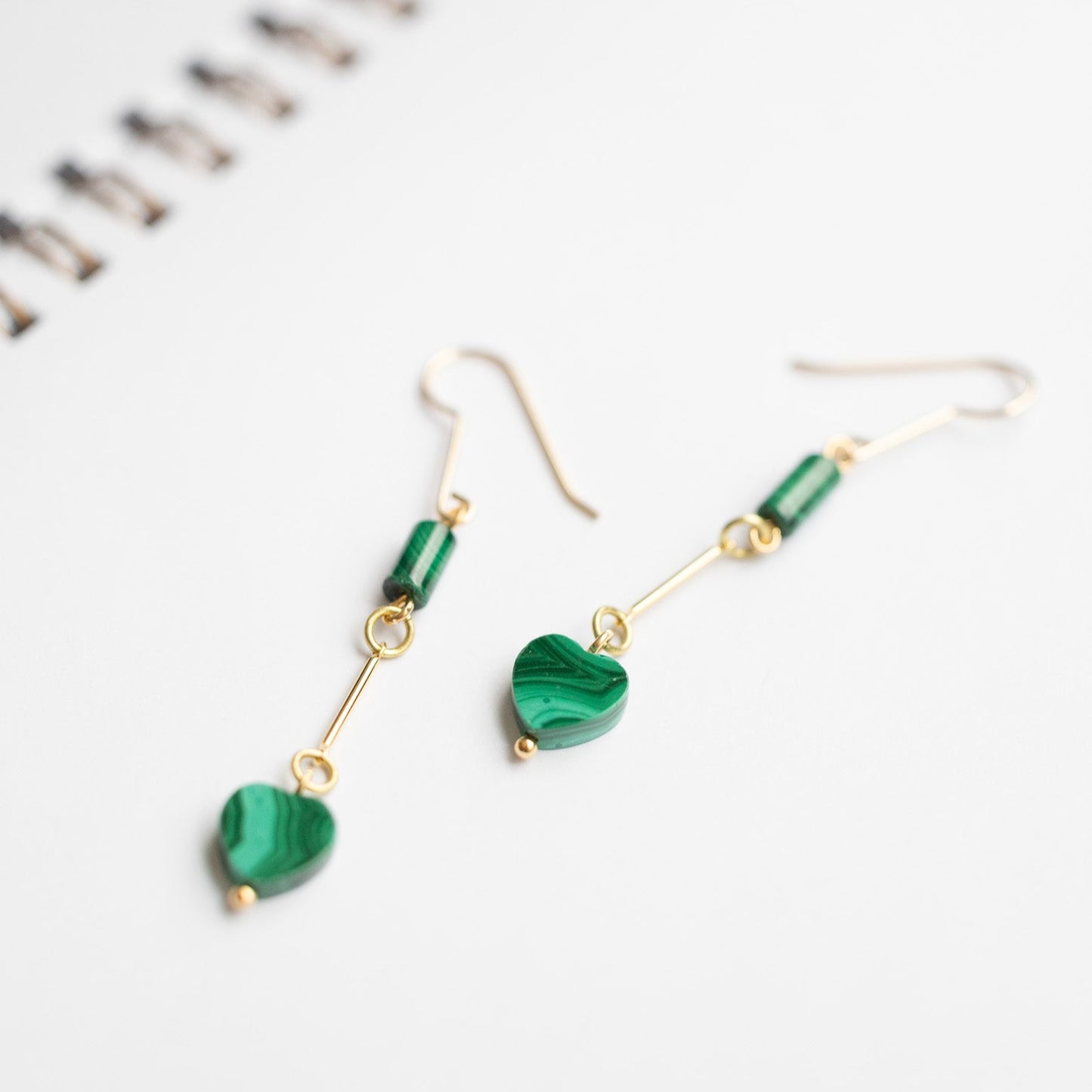 Malachite Heart Drop Earrings