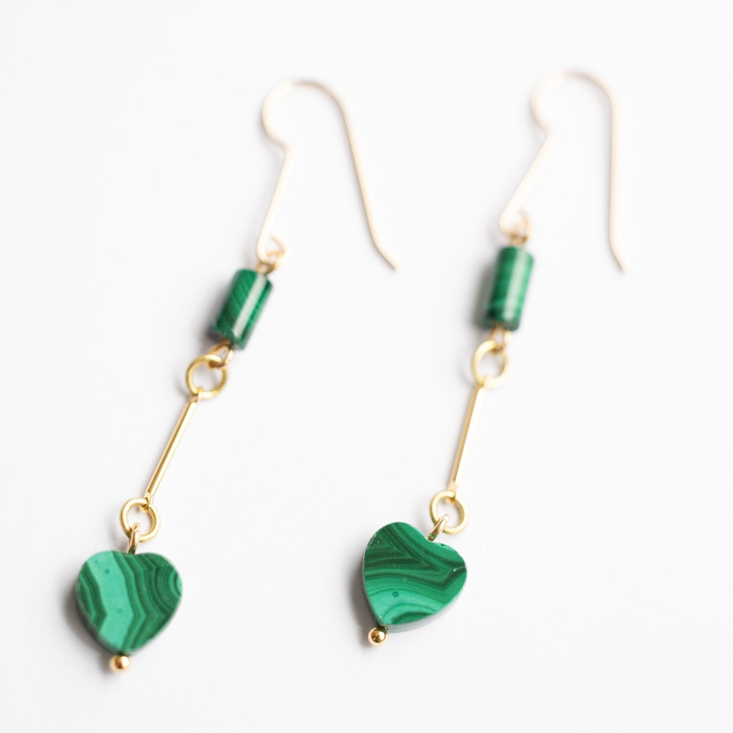 Malachite Heart Drop Earrings