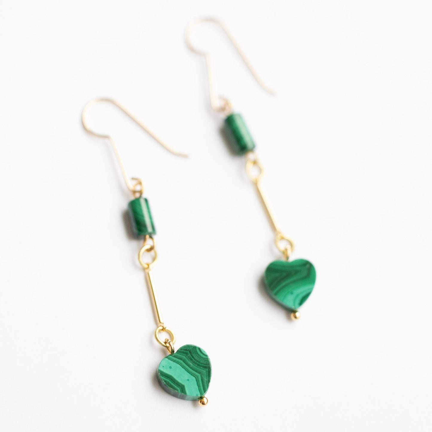 Malachite Heart Drop Earrings