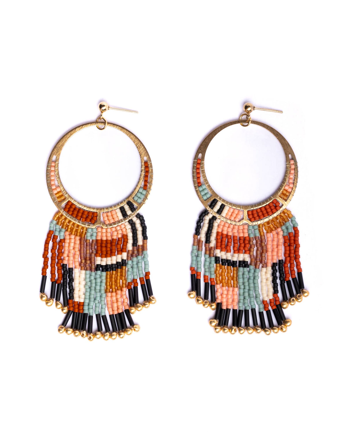 Painted Desert Fringe Earrings (Aqua/Rust)