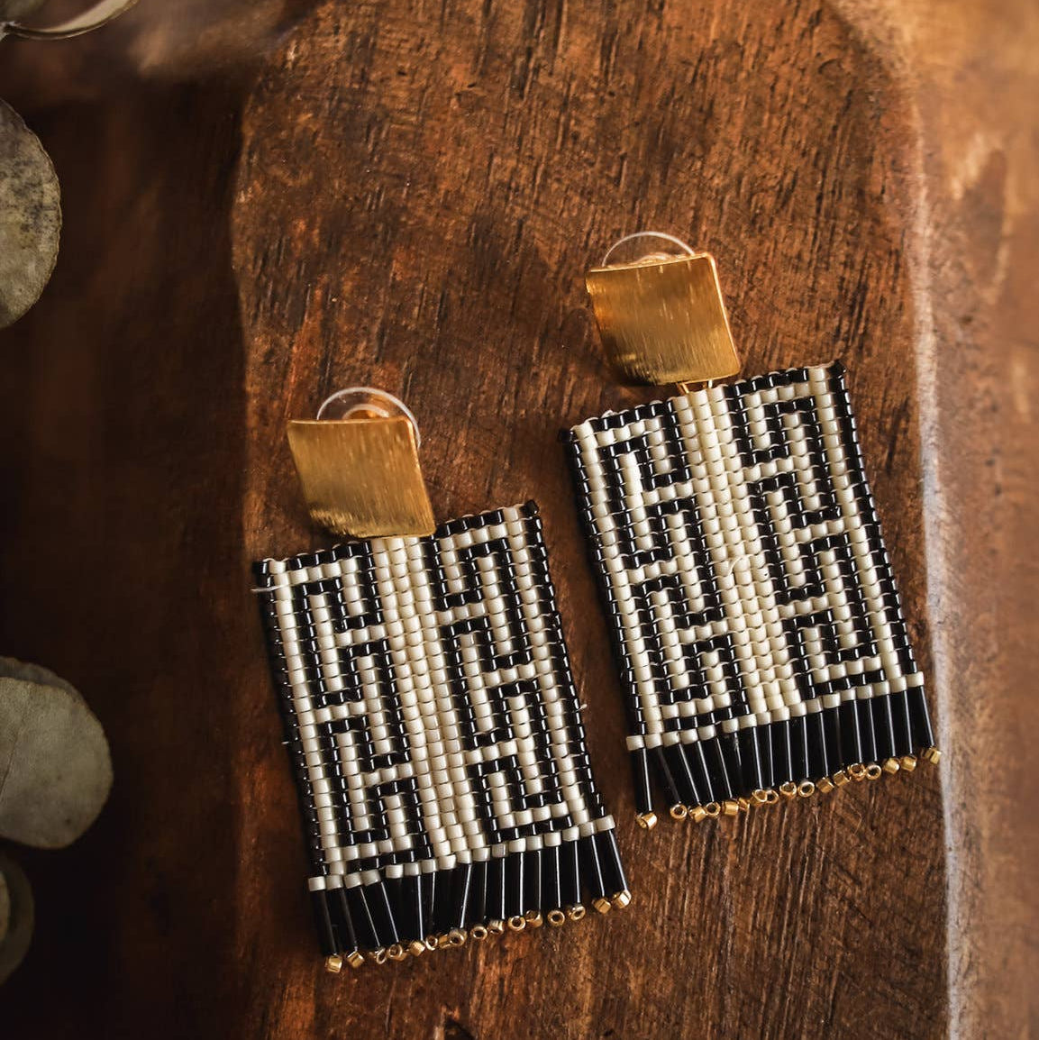Beaded Handwoven Guajira Square Earrings