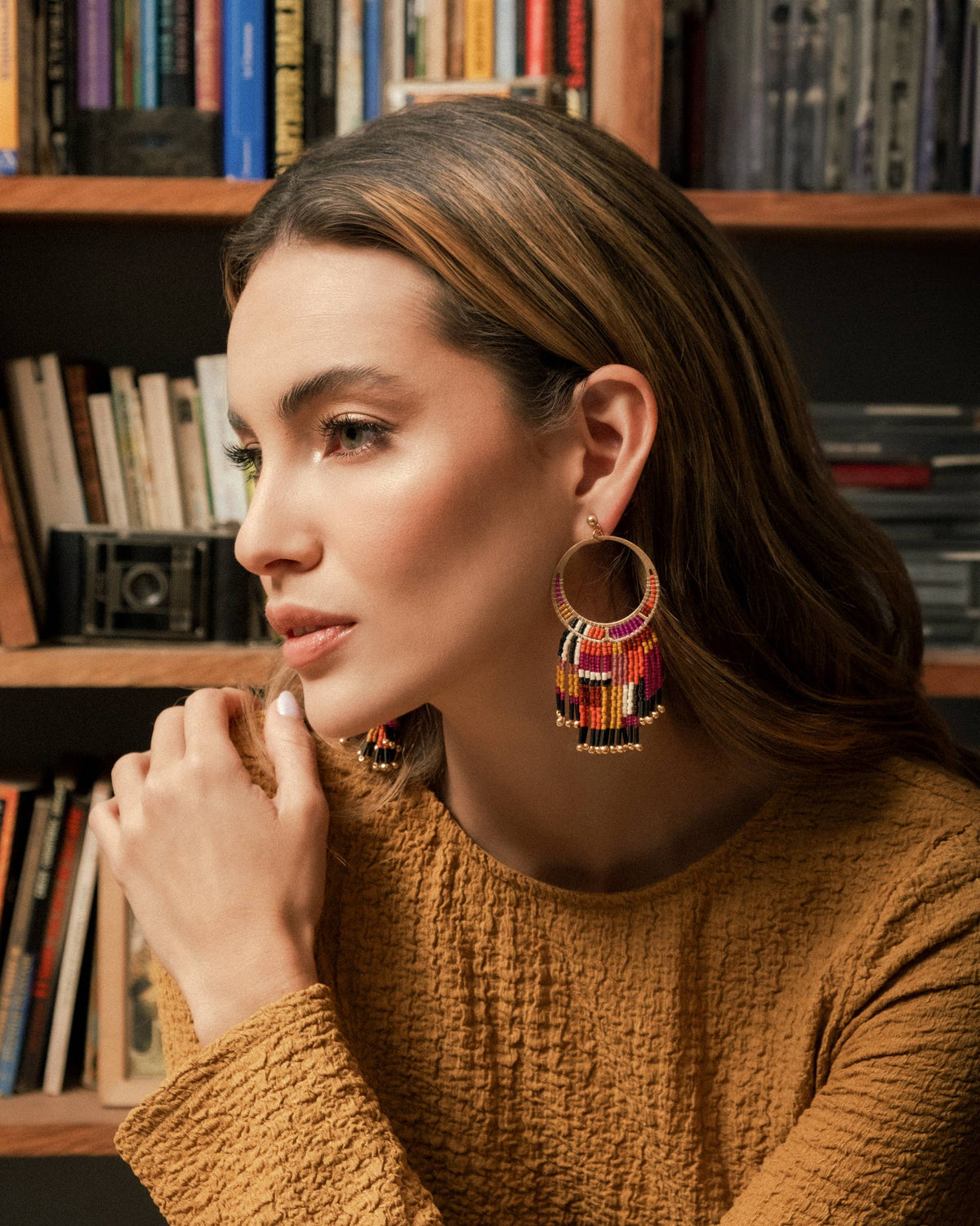Painted Desert Fringe Earrings (Magenta)