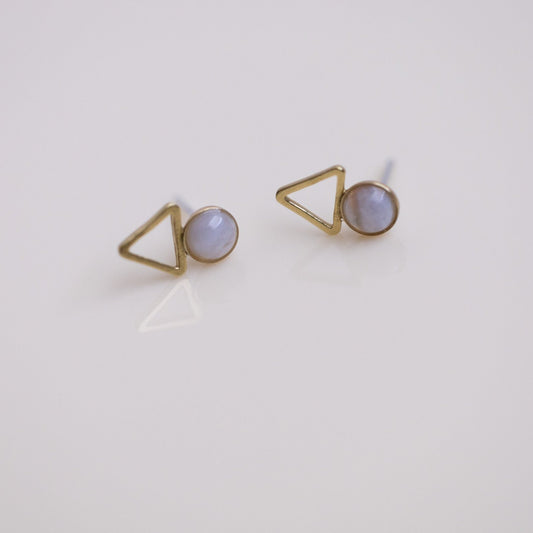 Blue Lace Agate Tiny Elder Studs