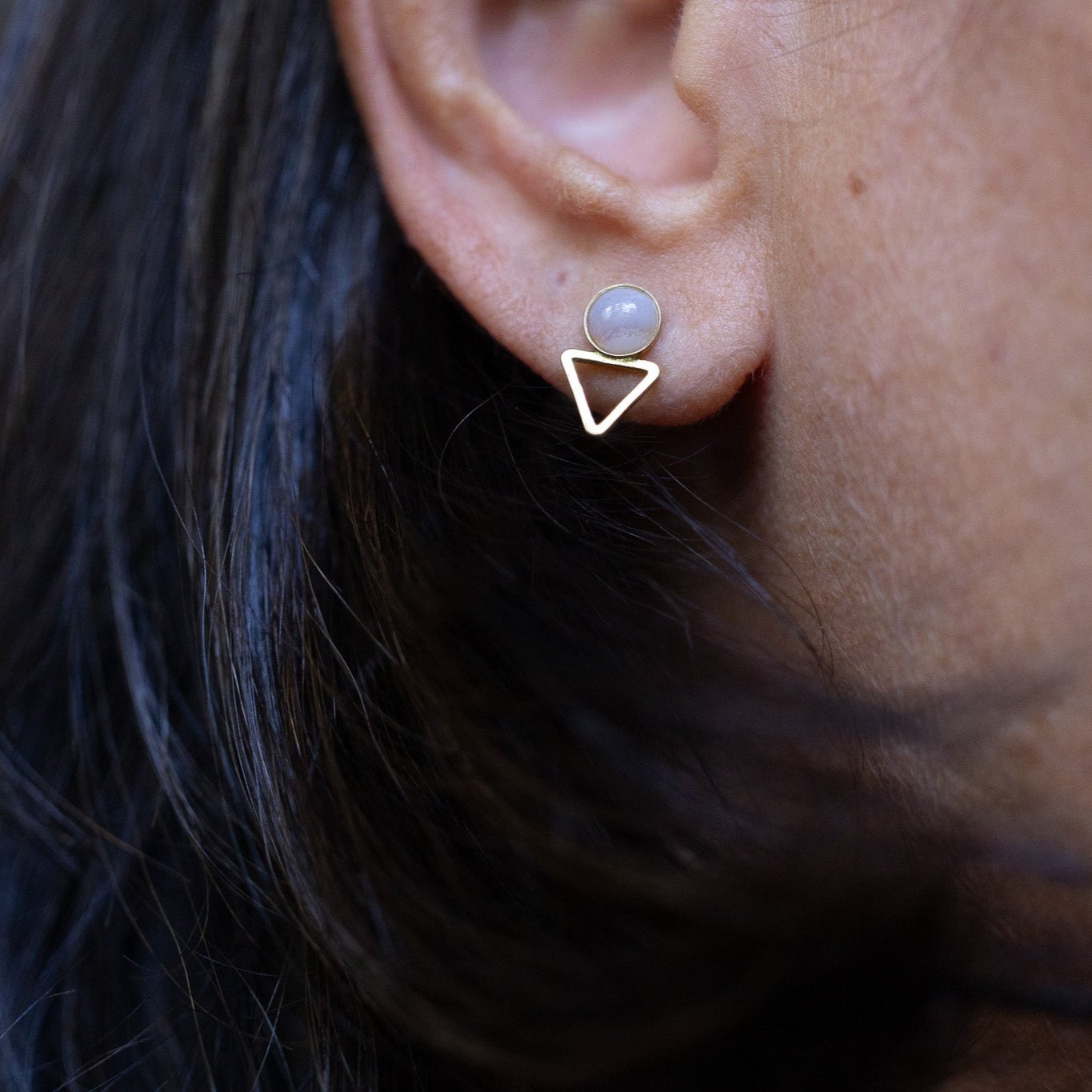 Blue Lace Agate Tiny Elder Studs