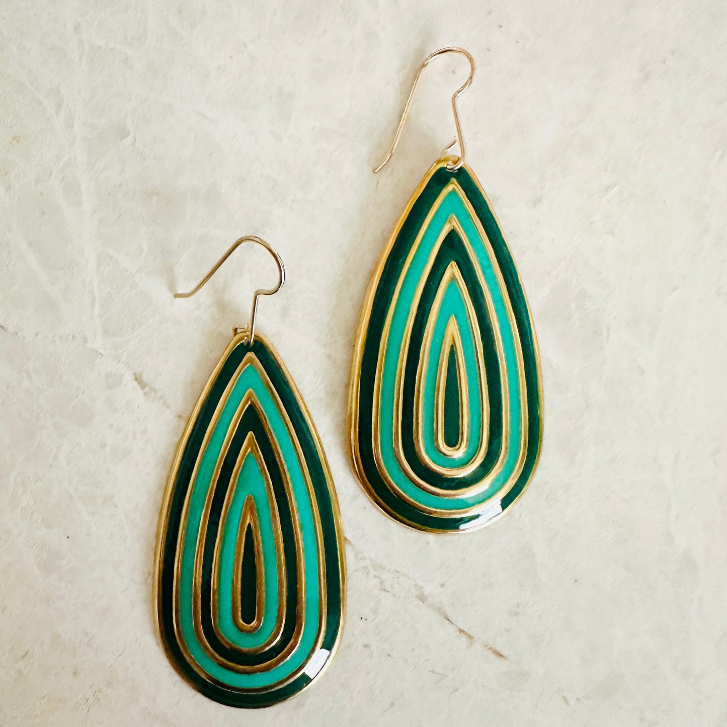 Large Striped Teardrop Earrings