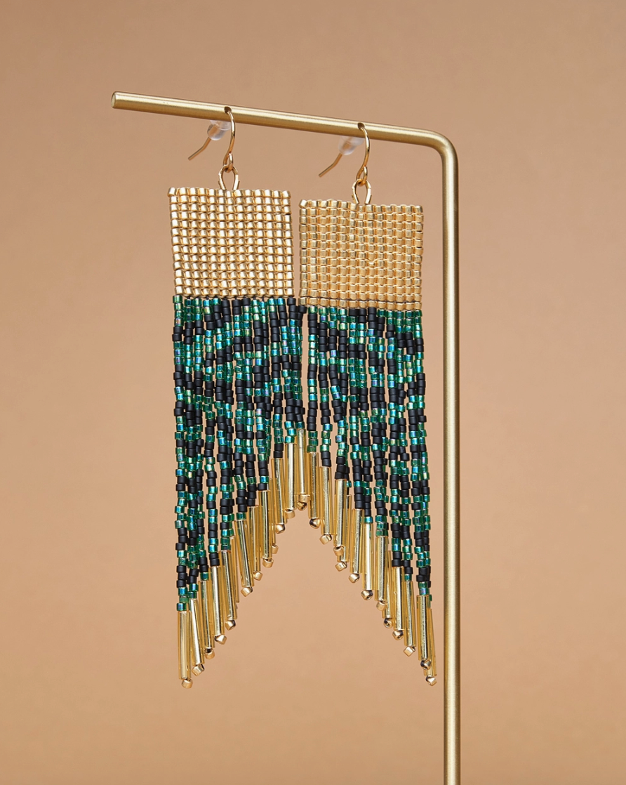 Golden Zebra Fringe Earrings (Various Colors)