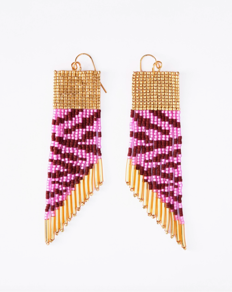 Golden Zebra Fringe Earrings (Various Colors)