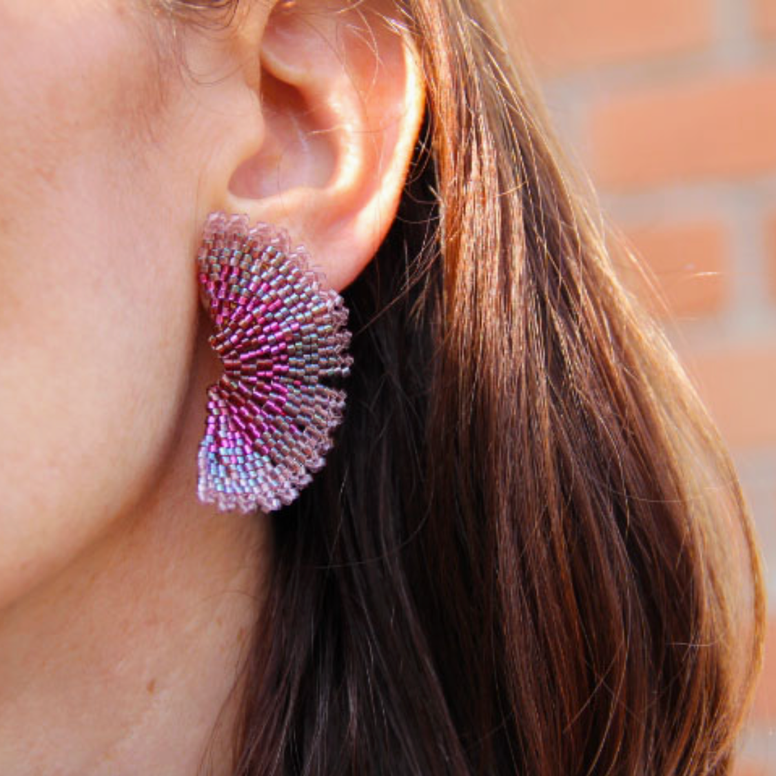 Beaded Ginkgo Leaf Earrings