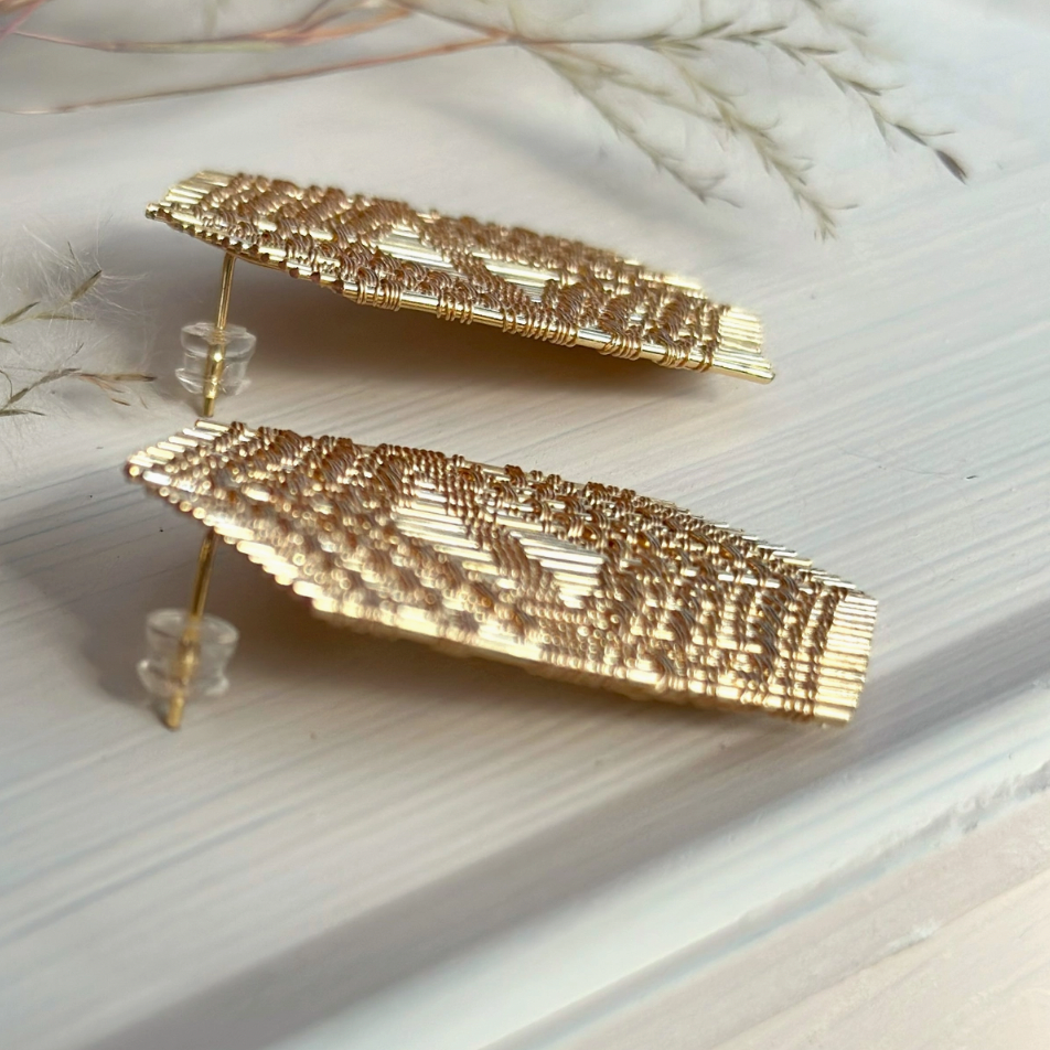 Handwoven Golden Arrow Earrings