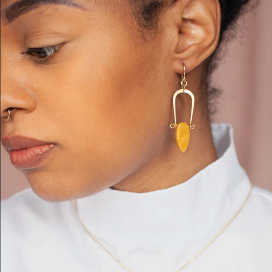 Yellow Jasper Amulet Earrings