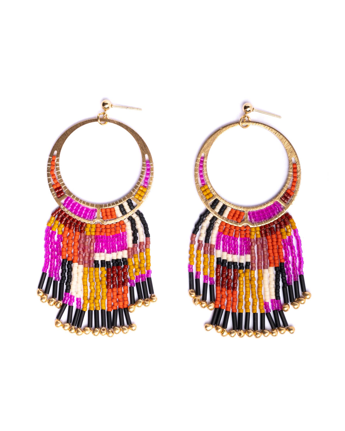 Painted Desert Fringe Earrings (Magenta)