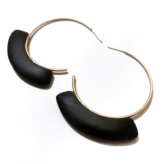 Bronze hoops with burnt wood accents